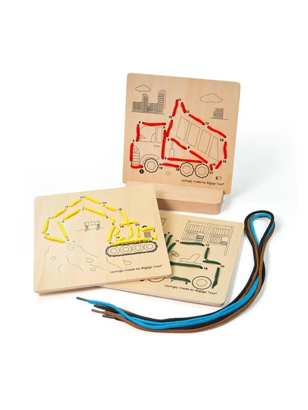 Bigjigs Wooden Puzzle by Numbers - Construction 8 pieces. Tre