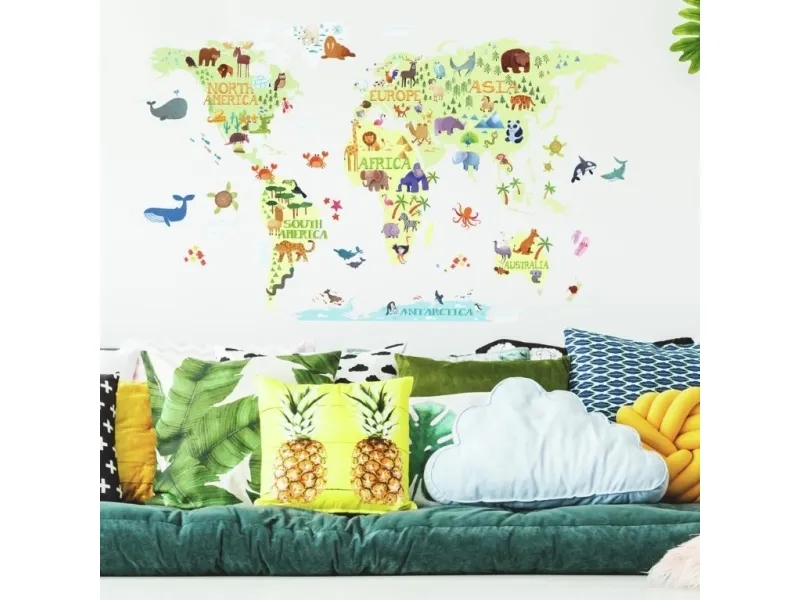 Verdens Kort til børn Gigant Wallstickers