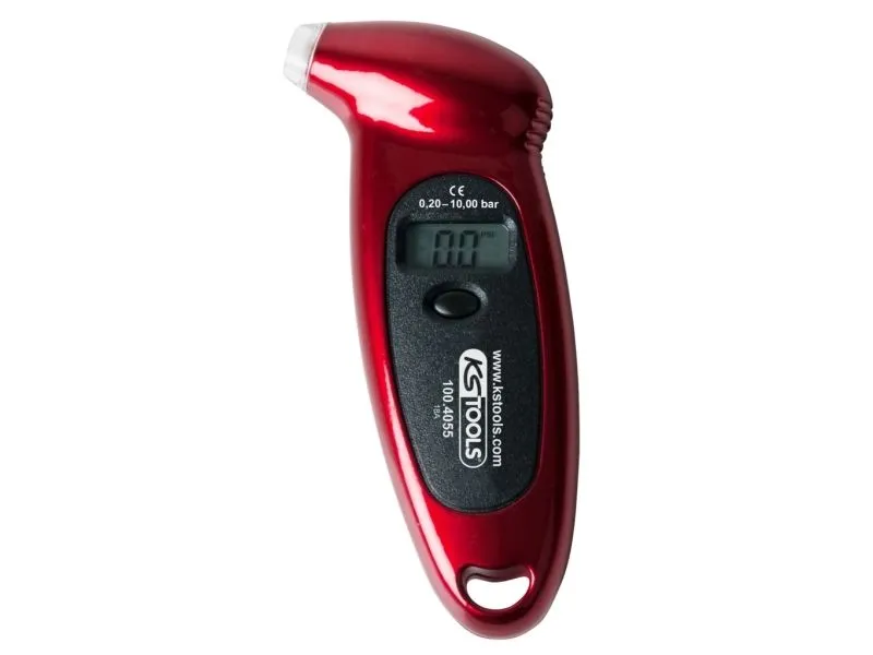 KS Tools 100.4055, Digital, 0,2 - 10 stang, Bar/Sperre, kPa, psi, Rød, Trykkmontert, LCD