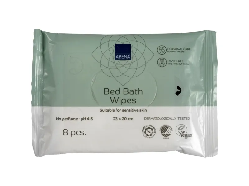Sengebadsserviet, ABENA, 20x23cm, uden farve og parfume, 8 stk., vask uden vand - (20 stk.)