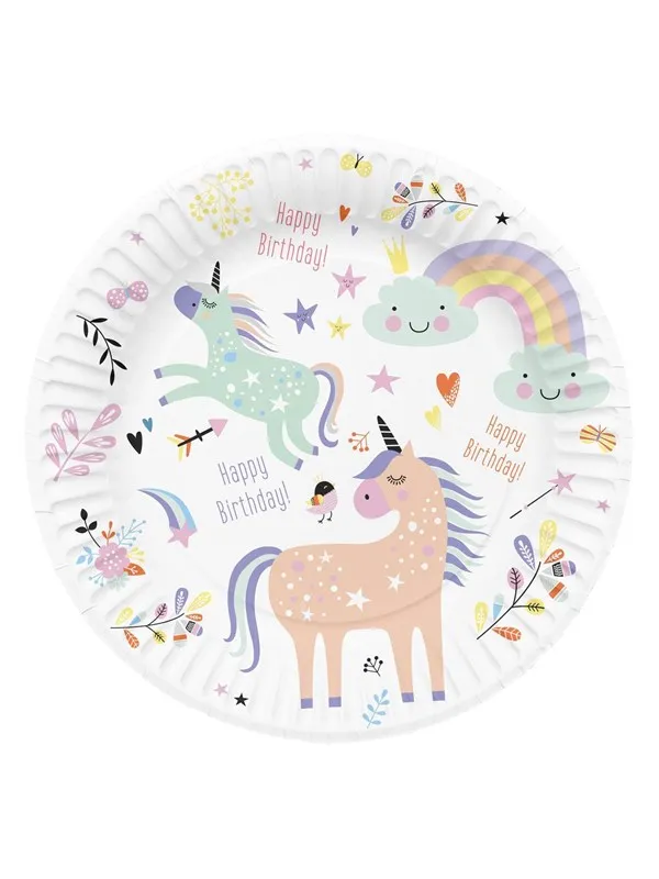Folat BV Plates Unicorns & Rainbows 8pcs.
