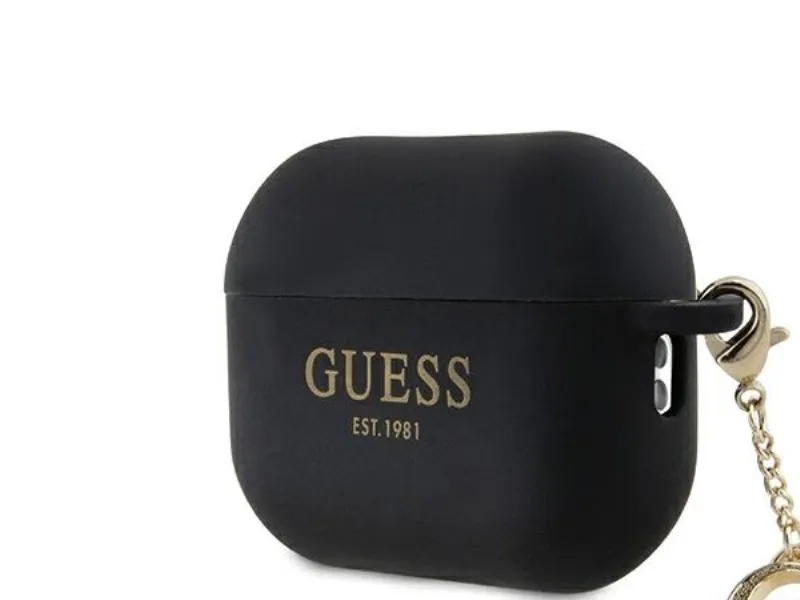 Guess GUAP2LECG4K AirPods Pro 2-deksel svart Liquid Silicone Glitter Triangle Charm