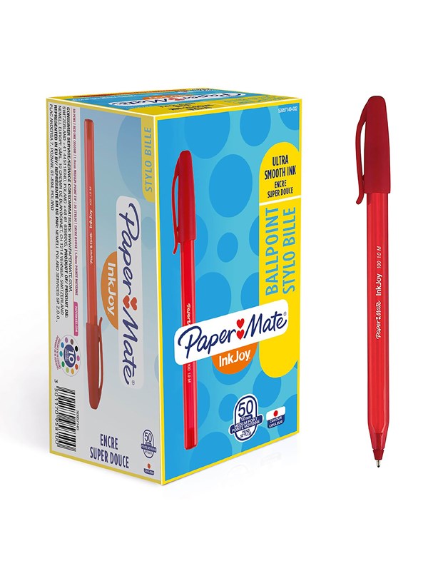 Paper Mate InkJoy 100ST Ballpoint Pens | Medium Point (1.0 mm) | Red | 50 Count