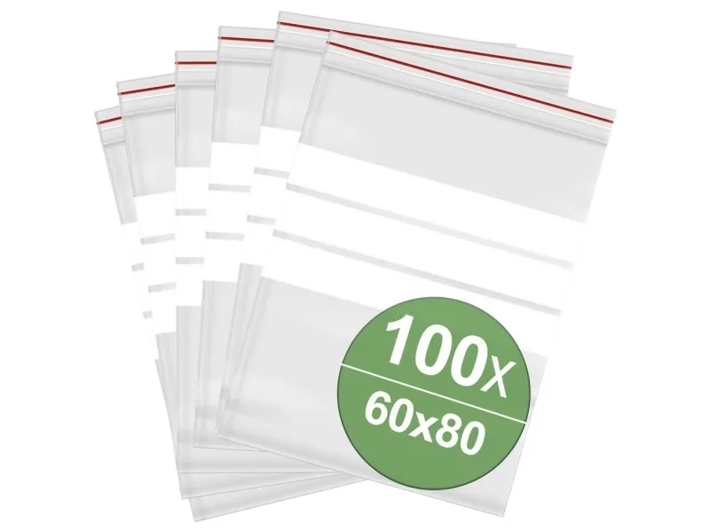 Slokke-/kvelningspose med tekstetiketter (BxH) 60 x 80 mm transparent polyetylen 100 stk