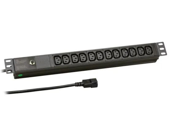 EFB Elektronik EK631CC.1, 1U, Aluminium, Termoplast, Sort, 12 AC-utganger, C13 kopling, C14 kopling
