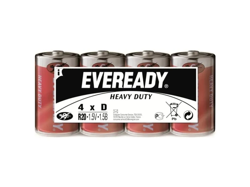D-batteri Eveready SHD sink-karbon 1,5 V (4 stk)