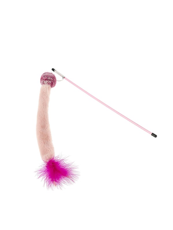 Dogman Cat Toy Teaser Fuzzy Pink Wand 35cm
