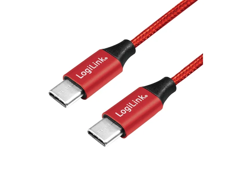 LogiLink CU0156, 1 m, USB C, USB C, USB 2.0, Rød