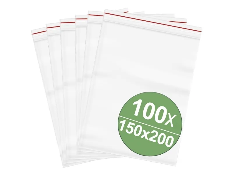 Trykklukkeposer uten tekstetiketter (B x H) 150 x 200 mm transparent polyetylen 100 stk
