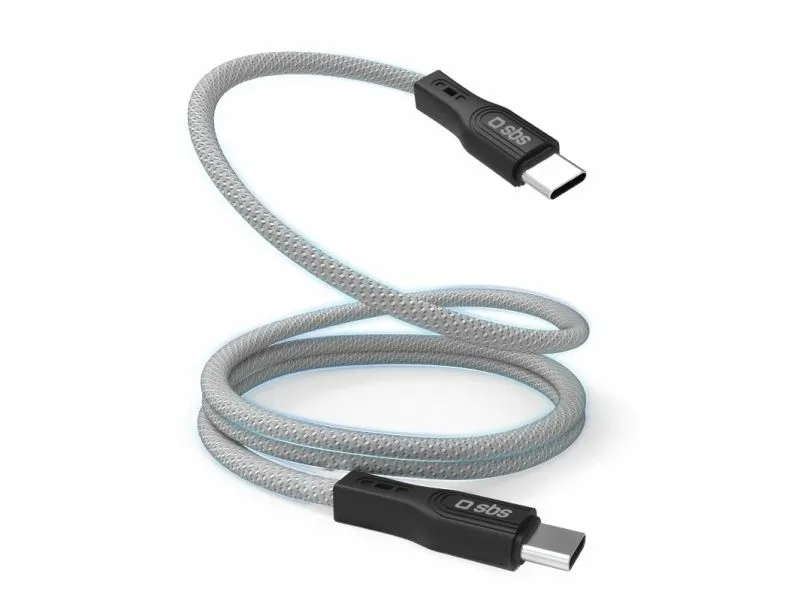 SBS TECABLETCCMAG, 1 m, USB C, USB C, USB 3.2 Gen 1 (3.1 Gen 1), 0,48 Gbit/s, Sort, Sølv