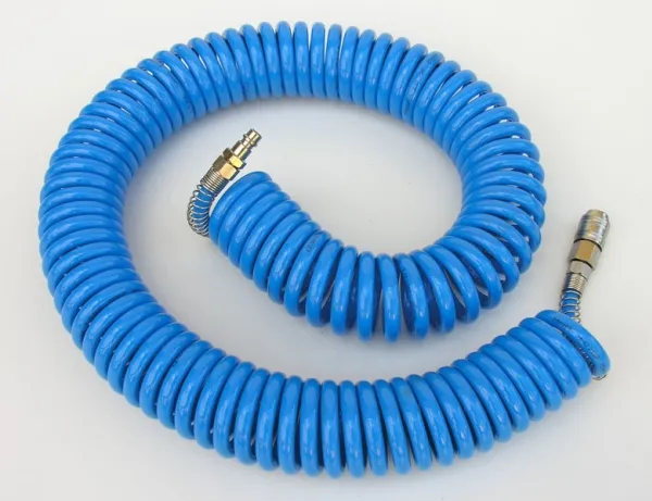 ADLER SPIRAL PNEUMATISK SLANGE 6,5 x 10 mm 5m POLYURETAN, MED KOBLINGER