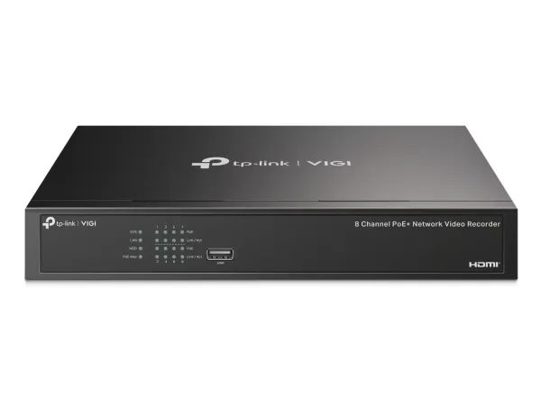 TP-Link VIGI NVR1008H-8P, 8 kanaler, 3840 x 2160 piksler, 8 kanaler, 720p, 1080p, 1920 x 1080, 1680 x 1050, 1440 x 900, 1280 x 1024, 102 4x 768, 1280 x 720, H.264, H.264+, H.265, H.265+