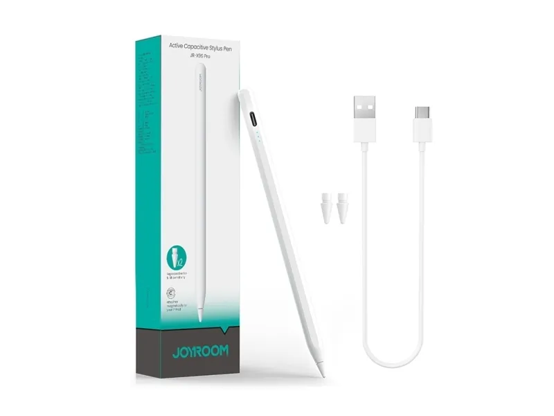 Joyroom JR-X9S Pro aktiv penn/stylus med 2 utskiftbare spisser - hvit
