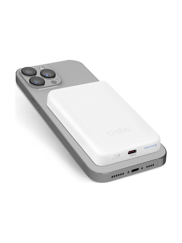 SBS TEBB5000MAG1CW 5000 mAh USB-C MagSafe compatible - white Nødlader - Hvit - 5000 mAh