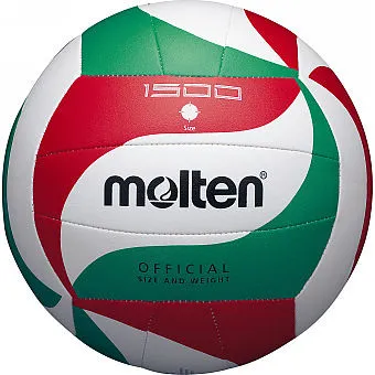 Molten V4M1500, grønn, rød, hvit, lær, syntetisk, 18-panels ball, innendørs og utendørs, mønster, unisex