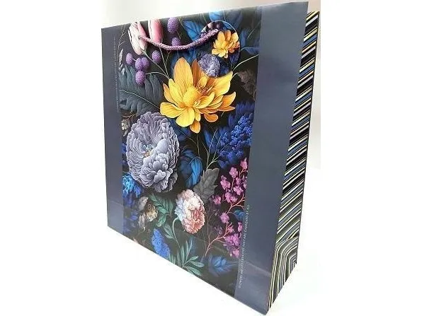 Dekorativ veske matt 35x37x12 cm mørke blomster