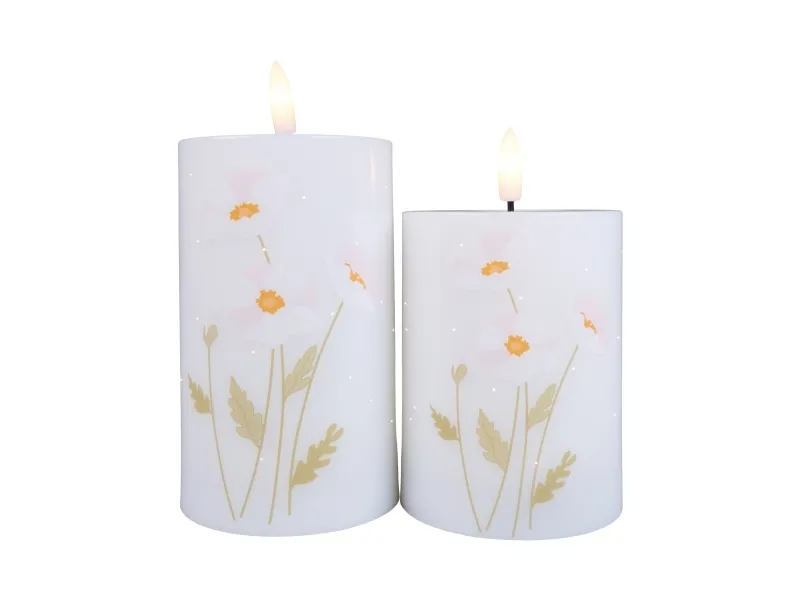 Det Gamle Apotek fiberoptisk LED-lys, H10/12,5 x Dia7,5 cm, 2 stk./eske, hvit, Poppy Rose