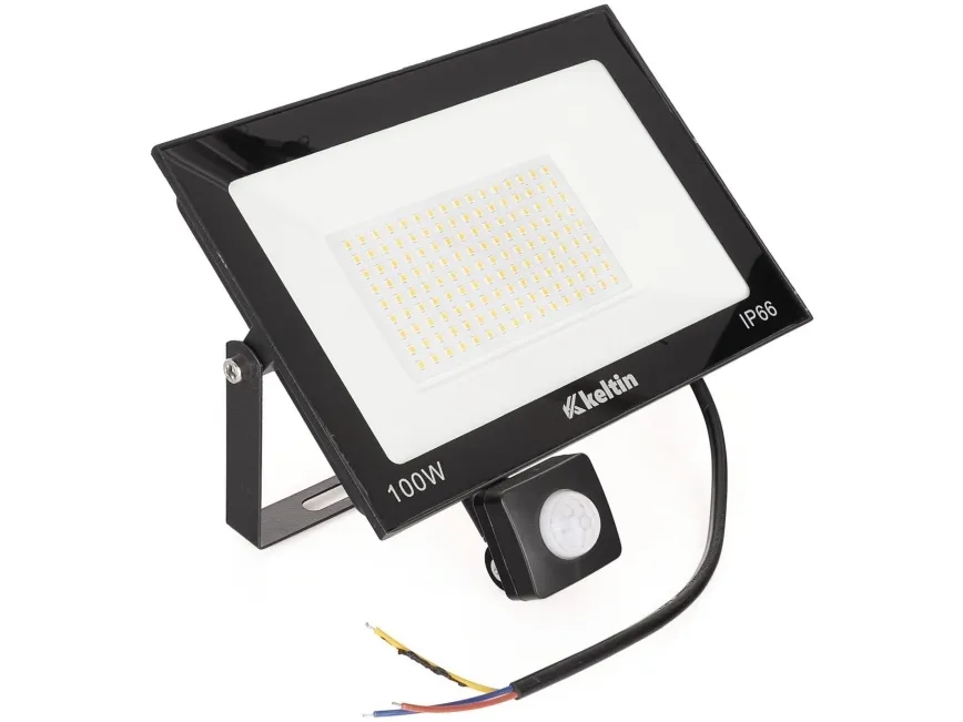 LED-lys 100 W med bevegelsessensor, kaldhvit 6500K (10)