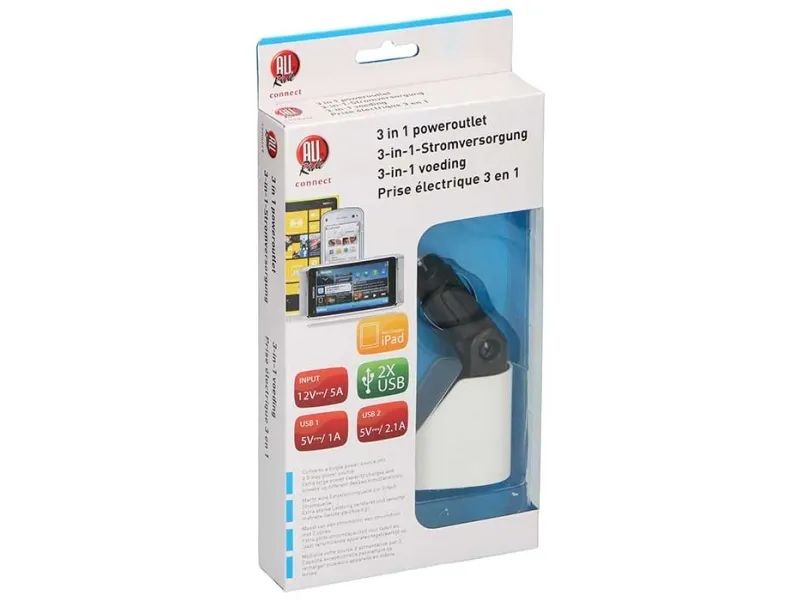 Fordelerstik 2xUSB 2.1a 1xcigar