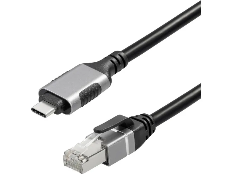 Cordial Maxtrack USB-C®/RJ45-adapterkabel nettverk CAT 6 [1x USB-C®-kontakt - 1x RJ45-kontakt] 1 m svart