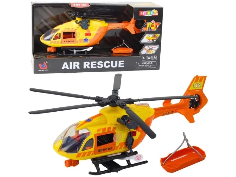 LeanToys Helikopter med panser foran lys lyd oransje 1:12 LEAN Toys