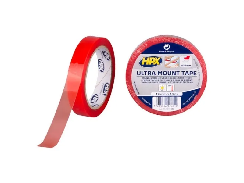 HPX ultra dobbeltklæbende tape transparent, 19mm x 10m