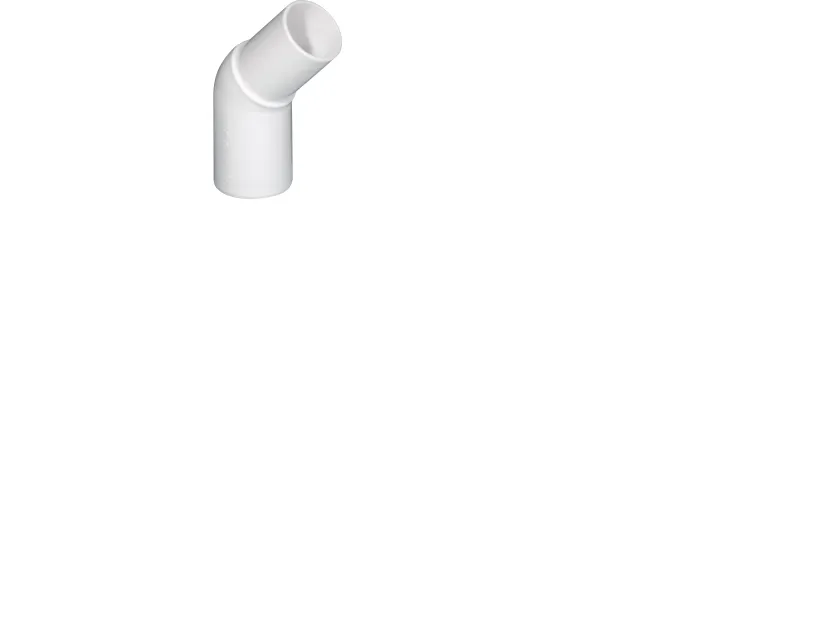 Purus vinkel i 45 grader med indstik muffe/spids Ø32 mm i hvid PP