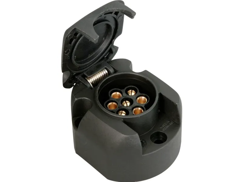 IWH KFZ-kontakt for tilhenger, 7-polet, belastning 20A ved 12V, hus i støtsikkert materiale - 1 stk (010207)