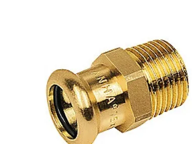 overgangsnippel 2x54mm - 2x54mm Cu press. M og V bakker. Rødgods