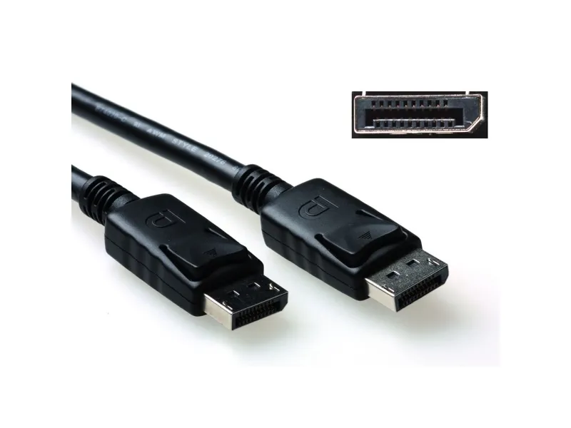 ACT DisplayPort-kabel hann-hann + strømpinne 20 tilkoblet, lengde 0,5 m (AK3977)