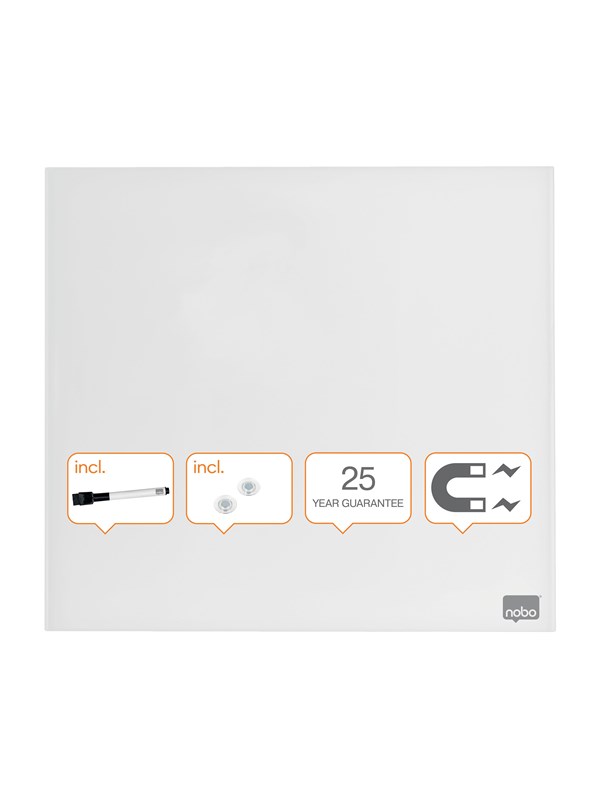 Nobo Glasstavle Diamond  45x45cm Kv. Hvit