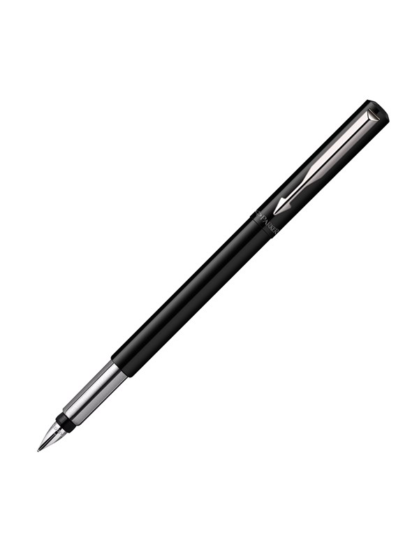 Parker Vector Fountain Pen | Blue with Chrome Trim | Medium Nib | Blue Ink | Hangtab
