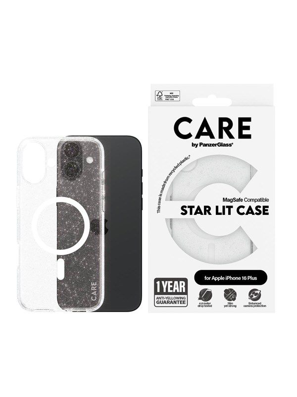 CARE by PanzerGlass Case Flagship Star Lit with White MagSafe iPhone 16 Plus
