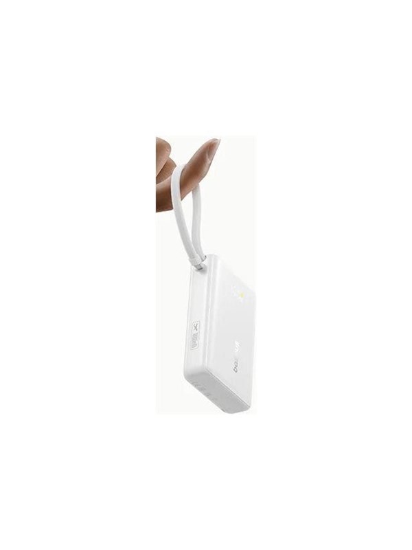 Baseus PicoGo power bank - with built-in USB-C cable - 2 x USB-C USB - 45 Watt Nødlader - 10000 mAh