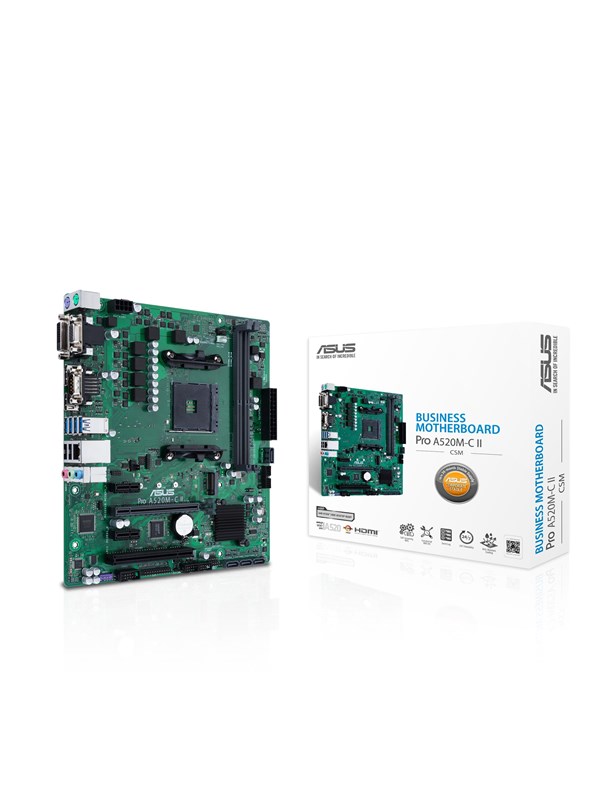 ASUS PRO A520M-C II/CSM Hovedkort - AMD A520 - AMD AM4 socket - DDR4 RAM - Micro-ATX