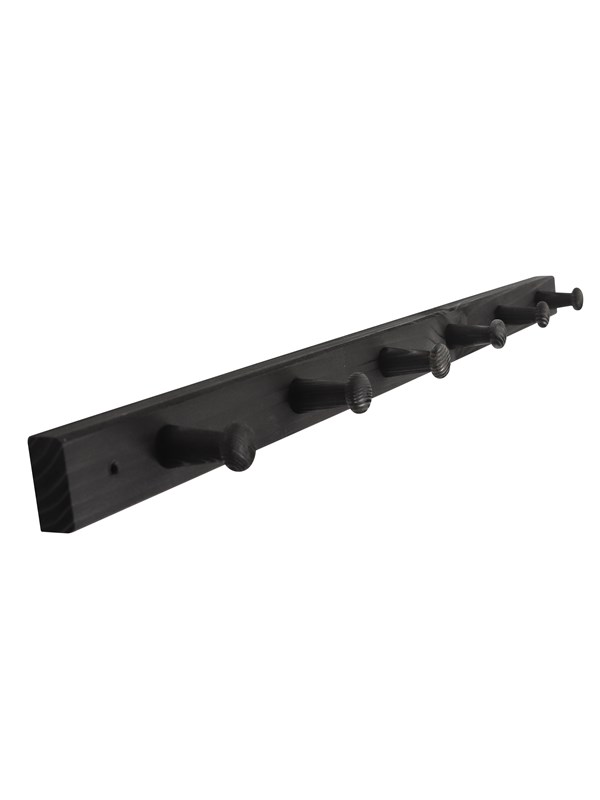 Home>it Coat rack 6 hooks pine wood black RETRO