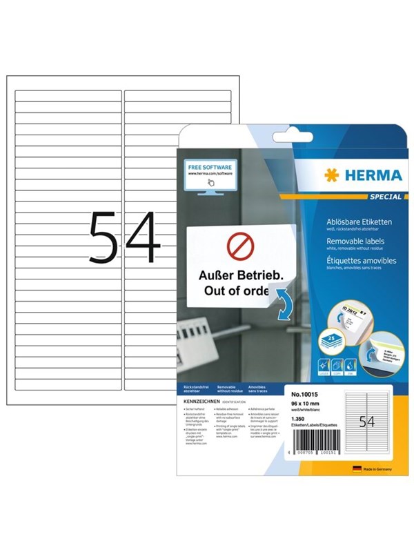HERMA Removable inscription strips A4 96 x 10 mm white Movables® technology