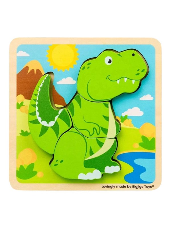 Bigjigs Wooden Shape Puzzle T-Rex - 4 pcs.