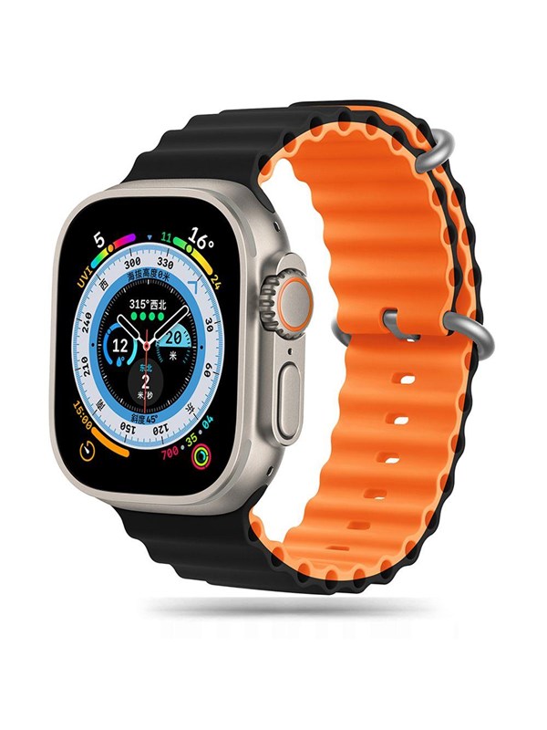 Tech-Protect IconBand Pro Strap for Apple Watch 4 / 5 / 6 / 7 / 8 / 9 / SE / Ultra 1 / 2 (42 / 44 / 45 / 49 mm) - Orange and Black