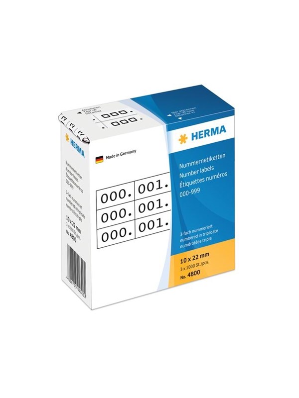 HERMA self-adhesive number labels - 3000 label(s) - 10 x 22 mm