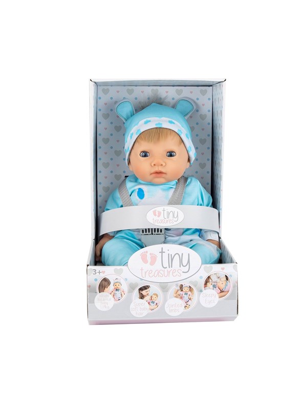Tiny Treasures Doll with blond hair and blue Hippo outfit
