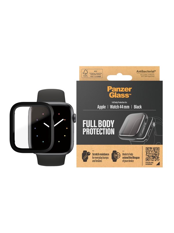 PanzerGlass Skjermbeskytter for Apple Watch Series 4, 5 og 6, 44 mm, svart