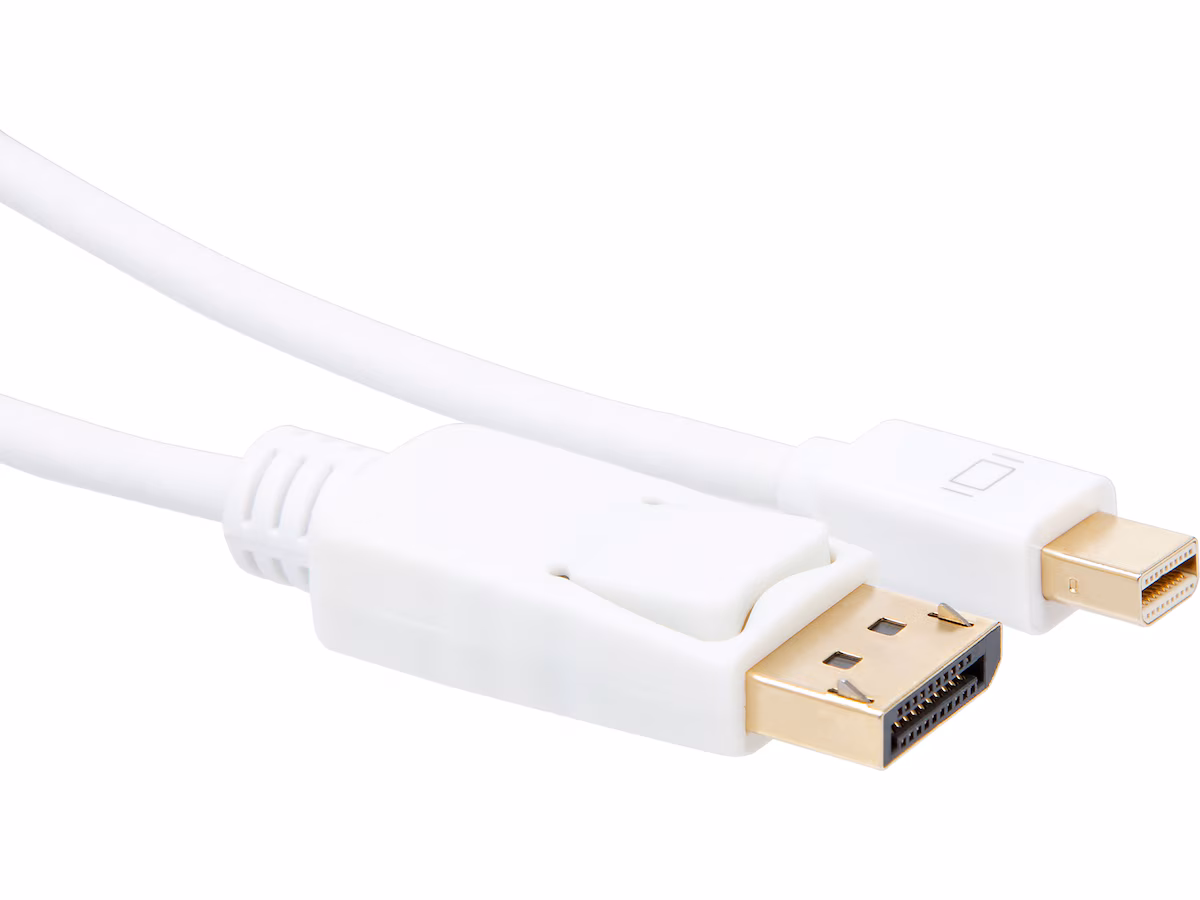 MiniDP til Displayport kabel 1m (hvit)