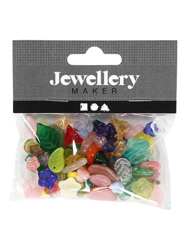 Creativ Company Glass Beads Various Leaves and Flowers 60 grams