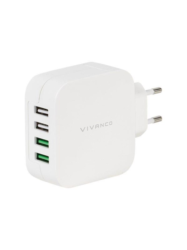 Vivanco 4xUSB Home Charger 4.8A Automatic White