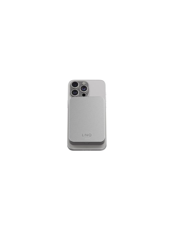 LINQ Magnetic Wireless Power Bank 15W/10.000mAh Silver Nødlader - Sølv - 10000 mAh