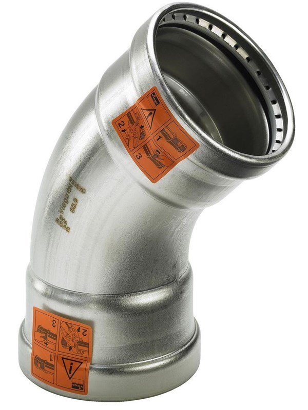 Viega Sanpress Inox XL bend 45° 88.9 Stainless steel/bright 482664