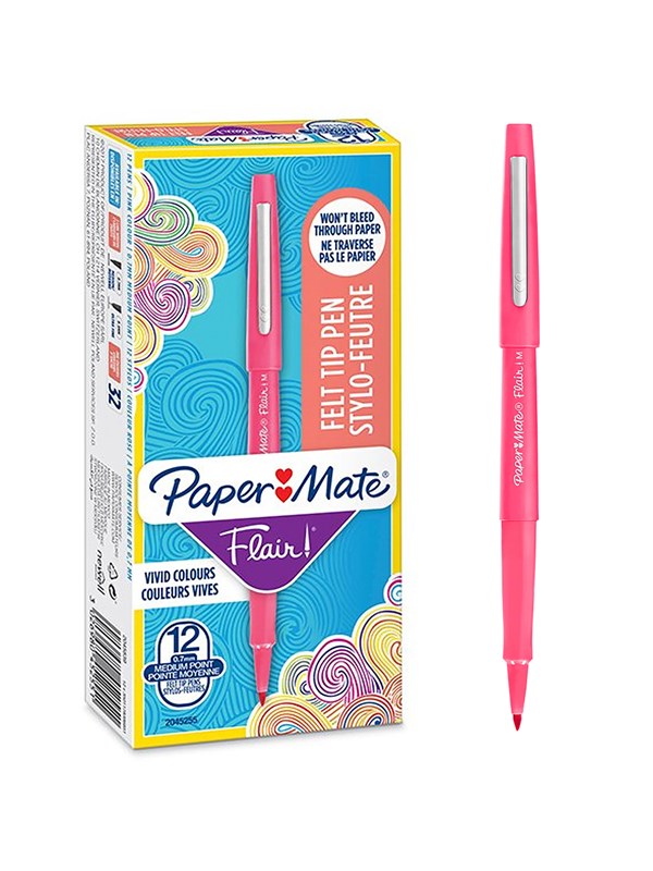 Paper Mate Flair filtpenner | Middels punkt (0,7 mm) | Rosa | 12 Stk