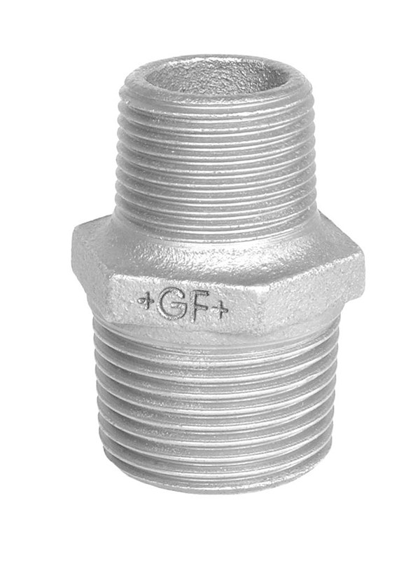 Georg-Fischer Hexagon nipple galvanized reducing 3/4 x 1/4