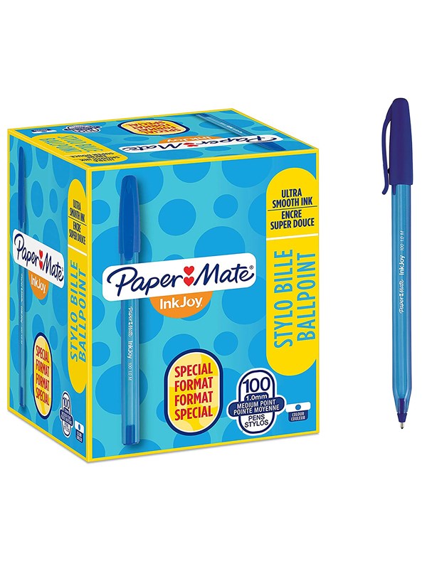 Paper Mate InkJoy 100ST Ballpoint Pens | Medium Point (1.0 mm) | Blue | 100 Count